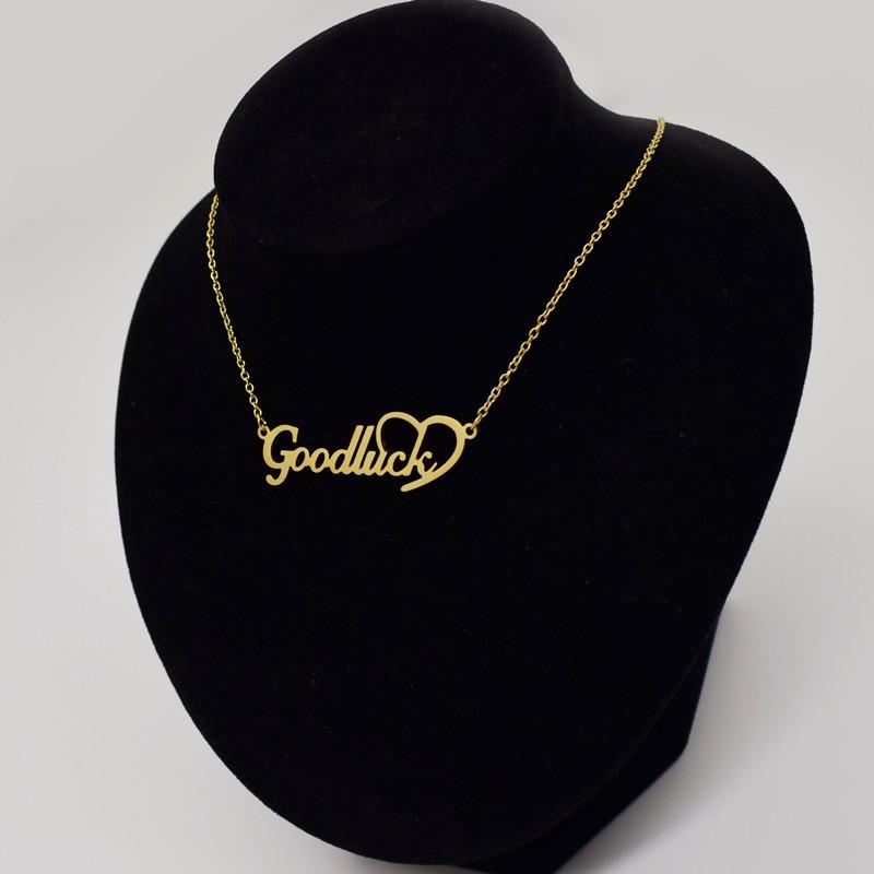 GoodLuck Necklace Vintage Alphabet Lucky Heart Clavicle Chain