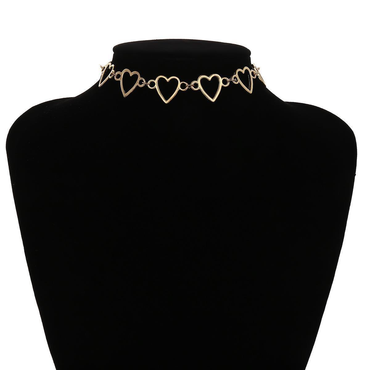 Jewelry Love Necklace Geometric Necklace Women Simple Heart Shaped Hollow Chain Love Necklace Women