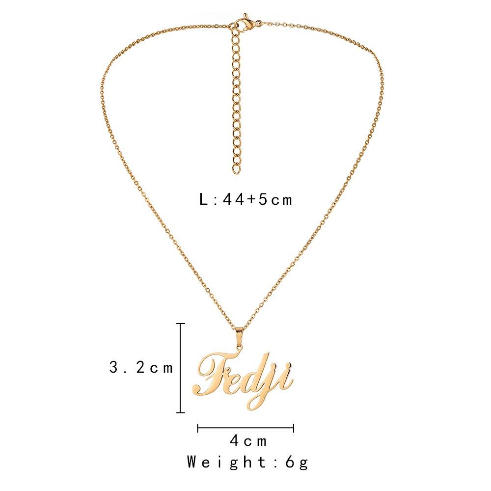 Fashion personality stainless steel irregular name English lettering cutting pendant titanium steel trendy sexy necklace