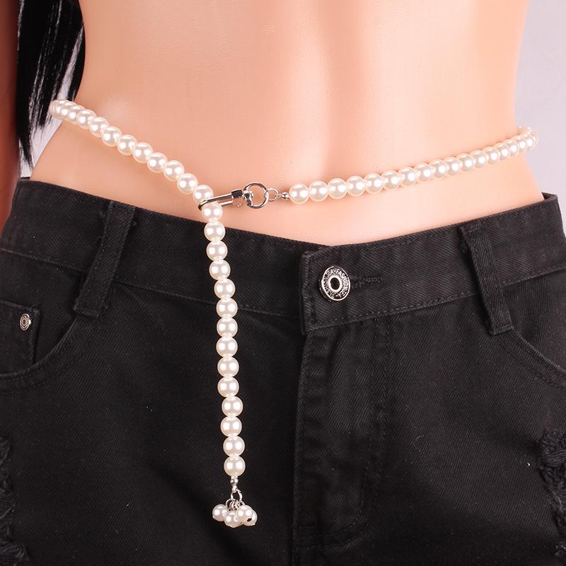 Imitation Pearl Waist Chain Women Decorative Skirt Single Circle Beaded Chain Matching Dress Belt Fashion Trend