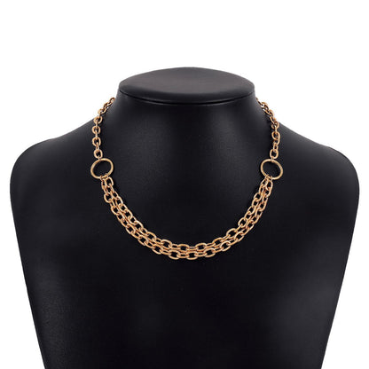 N128 Jewelry Exaggerated Metal Chain Necklace Personality Punk Hip Hop Niche Geometric Necklace