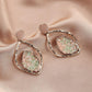 Light luxury leaf hollow out broken diamond drop oil earring temperament small fresh earring personality simple earrings jewelry