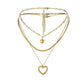 Stainless Steel Gold Peach Heart Snake Bone Chain Sexy Light Luxury Heart Multilayer Necklace Titanium Steel Female Pendant Item Jewelry