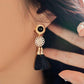 Fashion Tassel Temperament Earrings Long Section Sweet Black Pearl Earrings Exaggerated Famous Jewelry