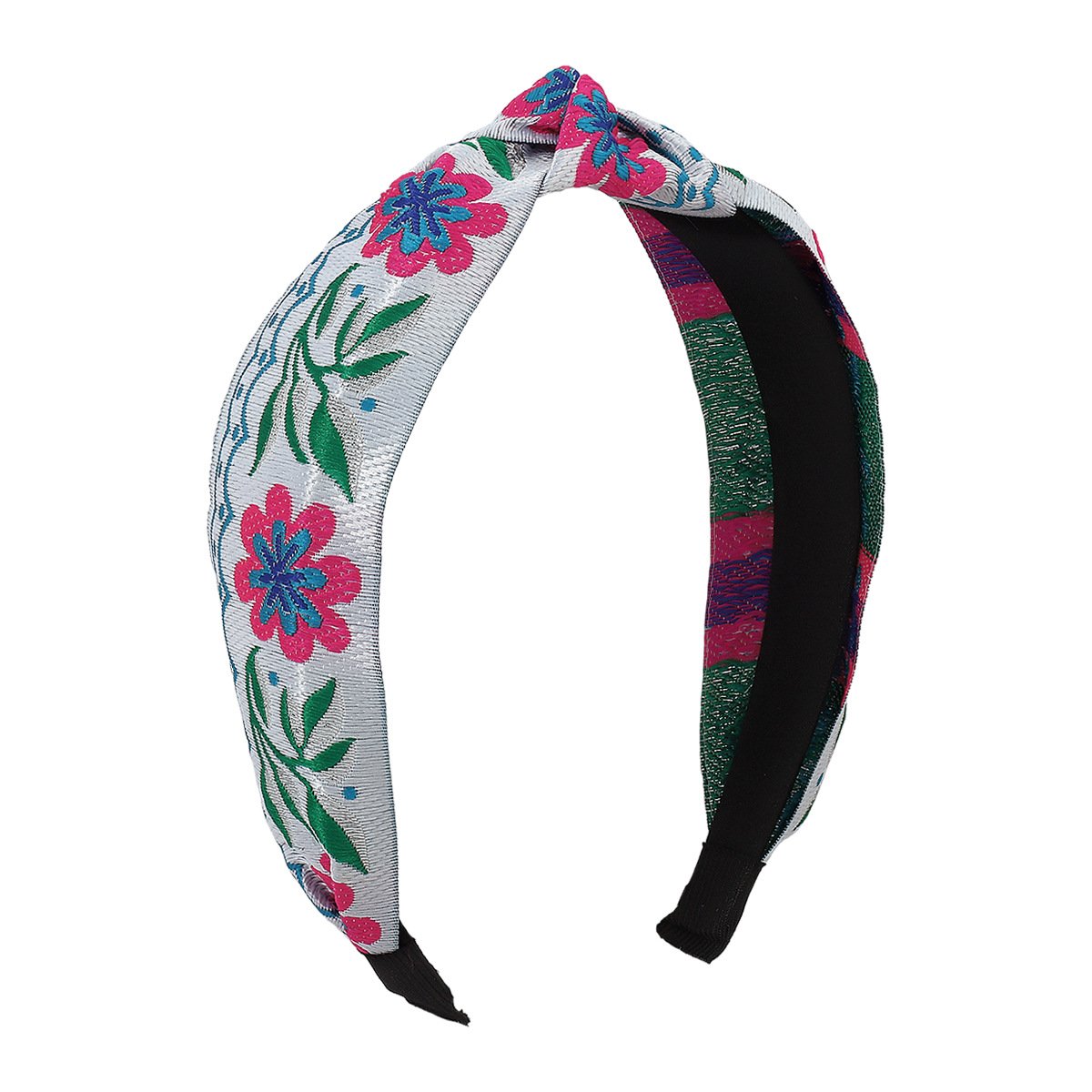 F4545 Ethnic Embroidery Geometric Flower Fashion Headband Retro Leaf Net Red Fabric Knotted Personality Headband