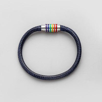 Hot French Simple Temperament Selling Men's Simple Stainless Steel Rainbow Wax Rope Bracelet