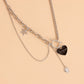 Valentine's Day black love letter pendant necklace female does not fade ins cold sweater niche collarbone chain