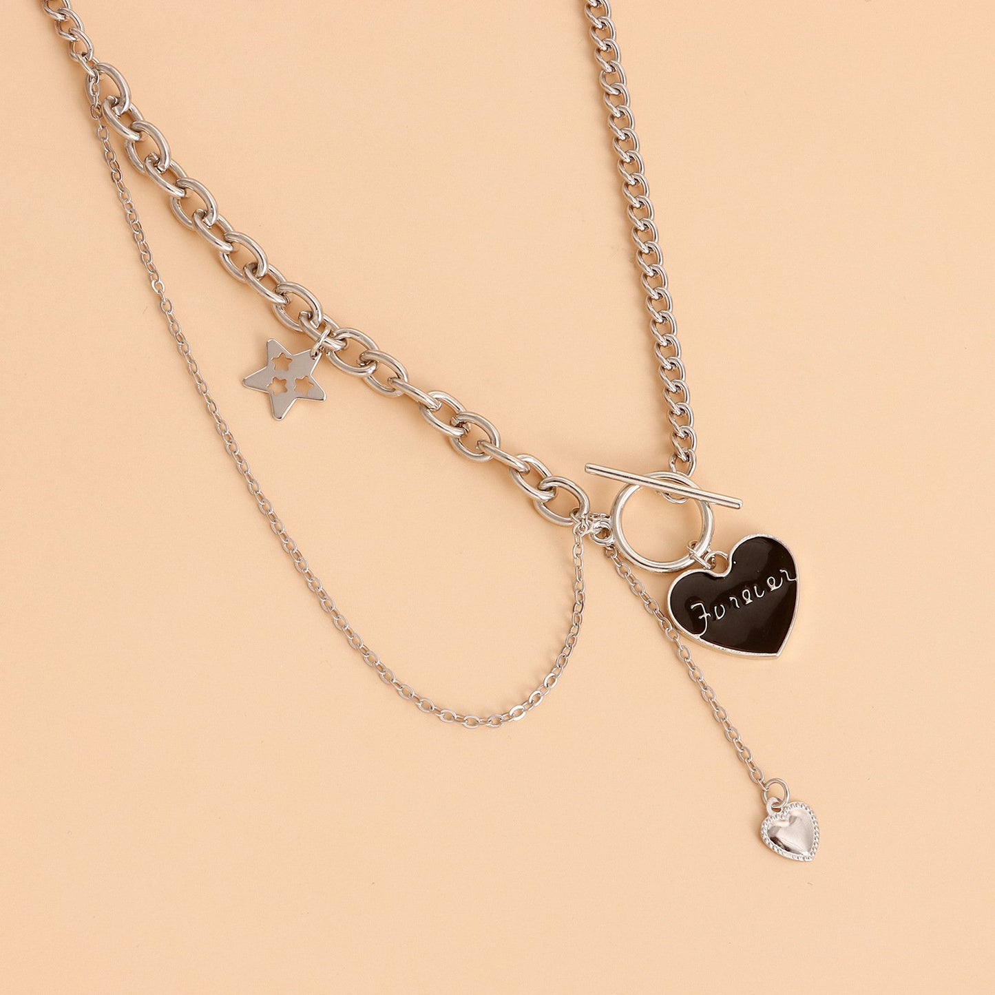 Valentine's Day black love letter pendant necklace female does not fade ins cold sweater niche collarbone chain