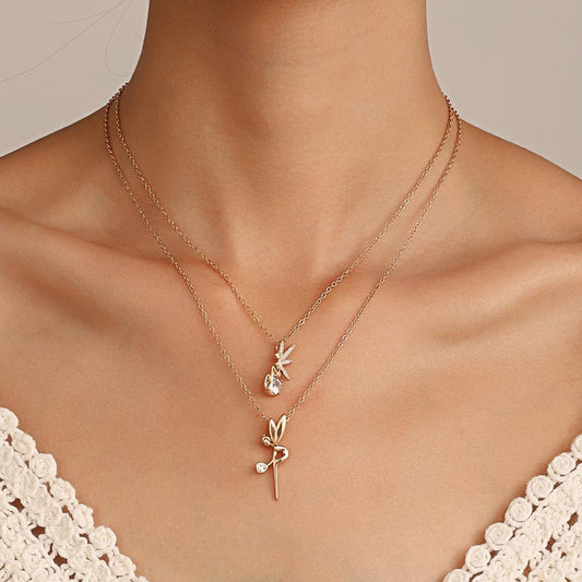 Ins guardian angel necklace fashion temperament micro-inlaid zircon elf clavicle chain niche design necklace