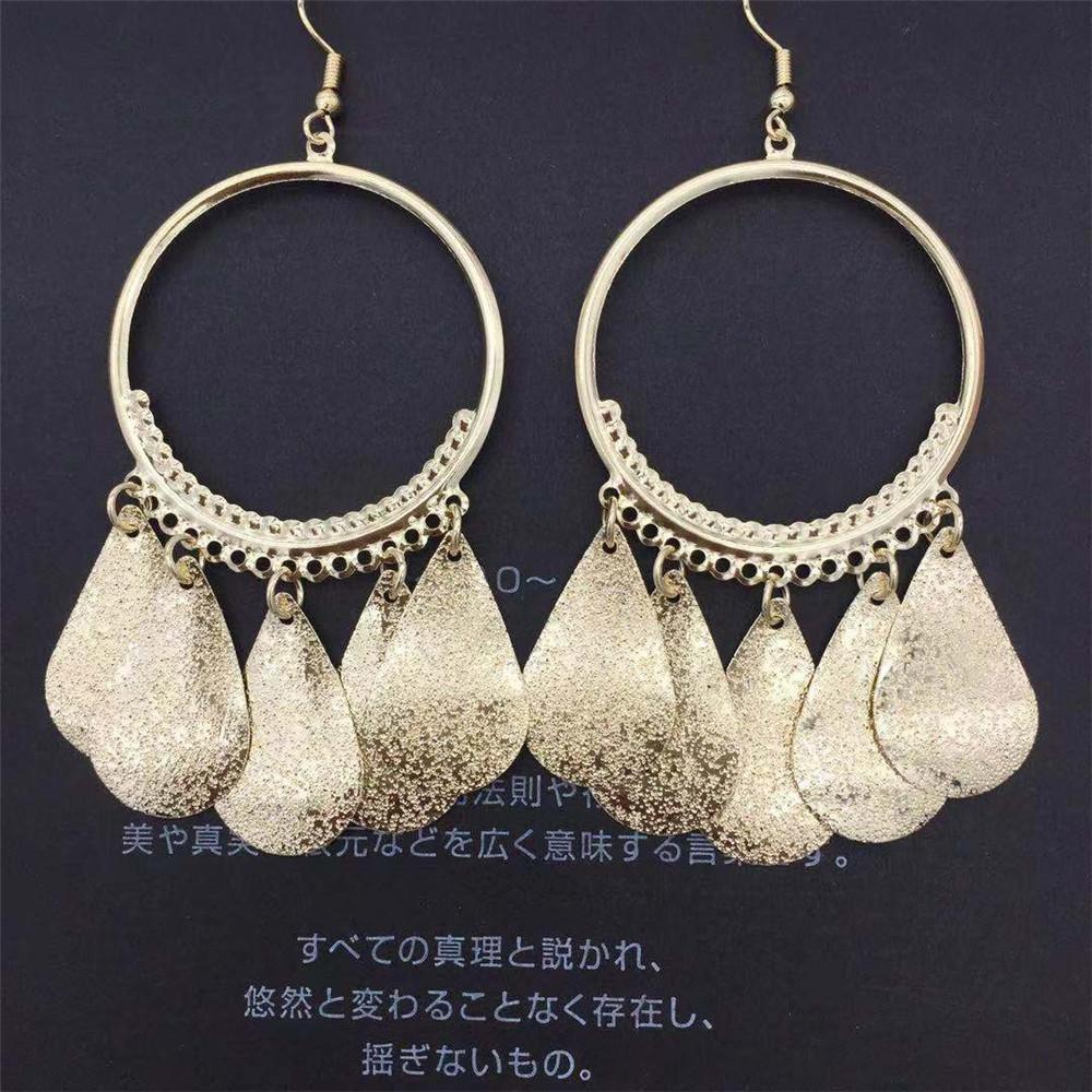 Water Drop Tassel Earrings Ethnic Fashion Metal Hoop Earrings Ladies Earrings