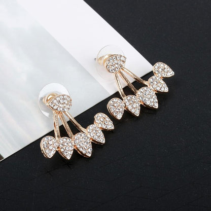 Earrings full of diamond drop earrings front and rear hanging ear hanging personality popular earrings jewelry