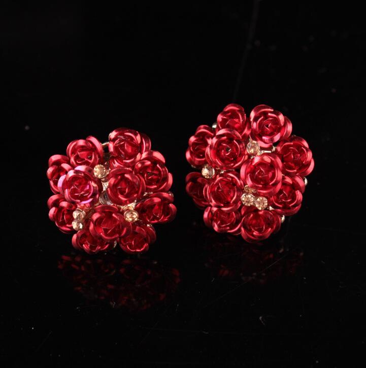 Fashion flower stud earrings cute sweet rose earrings earrings jewelry