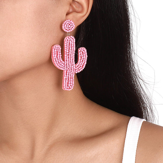 E6964 Creative Cactus Handmade Bead Earrings Bohemian Ethnic Jewelry Earrings