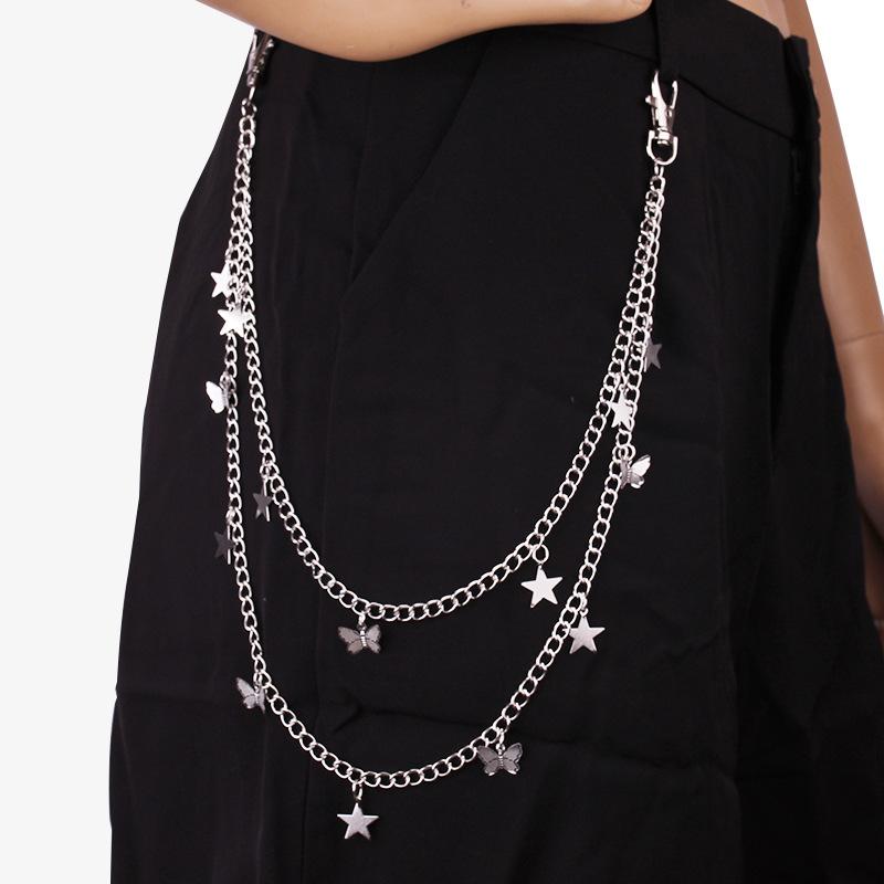 Jewelry popular alloy butterfly body chain female punk exaggerated personality star double waist chain