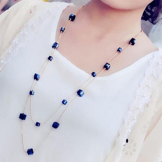 Versatile Crystal Long Necklace Fashion Sweater Chain Trend Jewelry