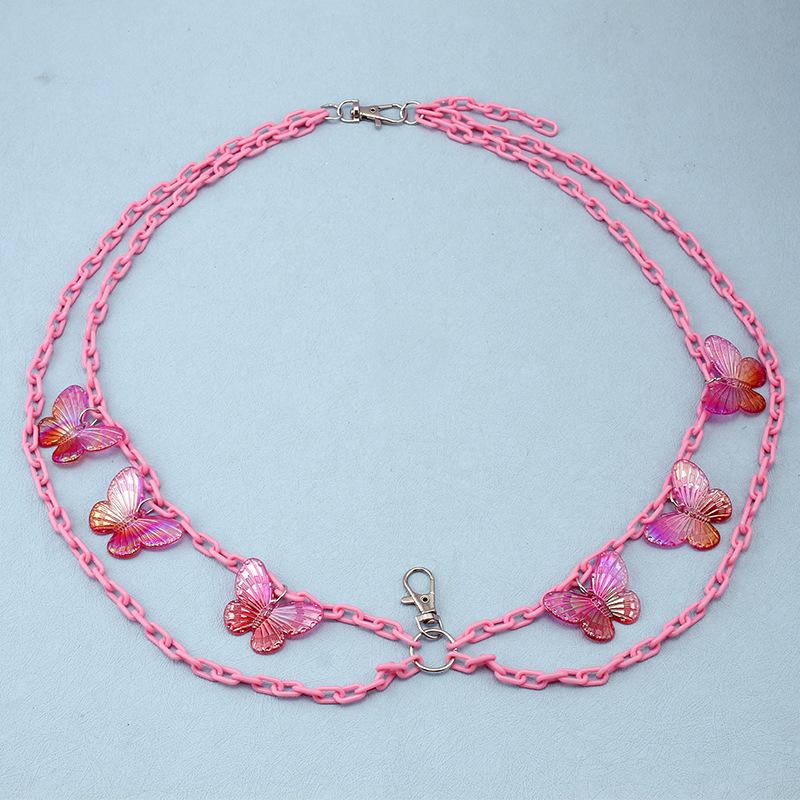 Jewelry Casual Exaggerated Beach Casual Body Clothing Chain AB Colorful Butterfly Pendant Tassel Chest Chain