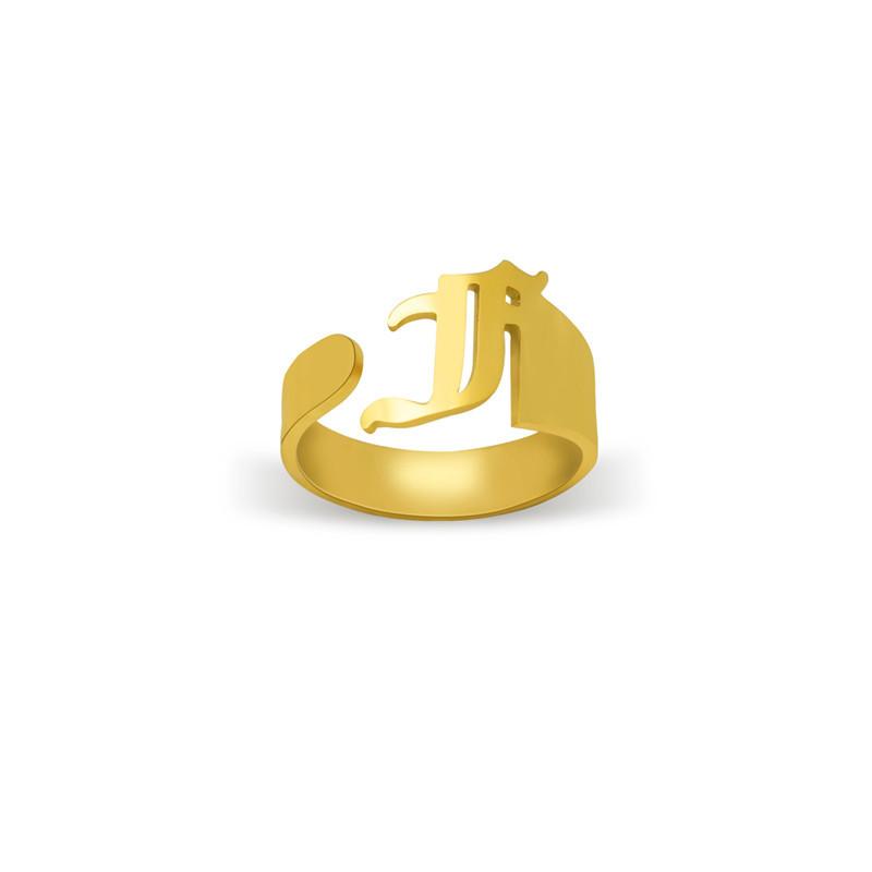 Capital ancient English 26 letter ring titanium steel letter name ring
