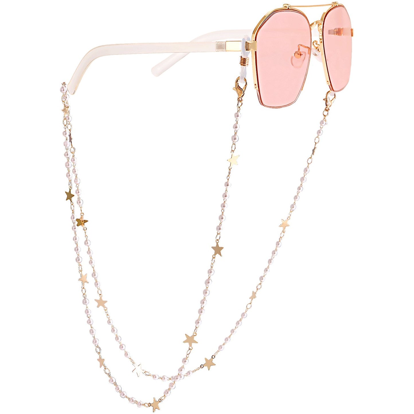 Mask hanging chain glasses chain pearl five-pointed star disc mask chain peach heart metal glasses chain