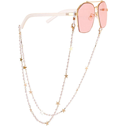 Mask hanging chain glasses chain pearl five-pointed star disc mask chain peach heart metal glasses chain