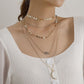 Jewelry Fashion Diamond Crescent Pendant Necklace Female Retro Multi-layer Round Geometric Sequins Necklace