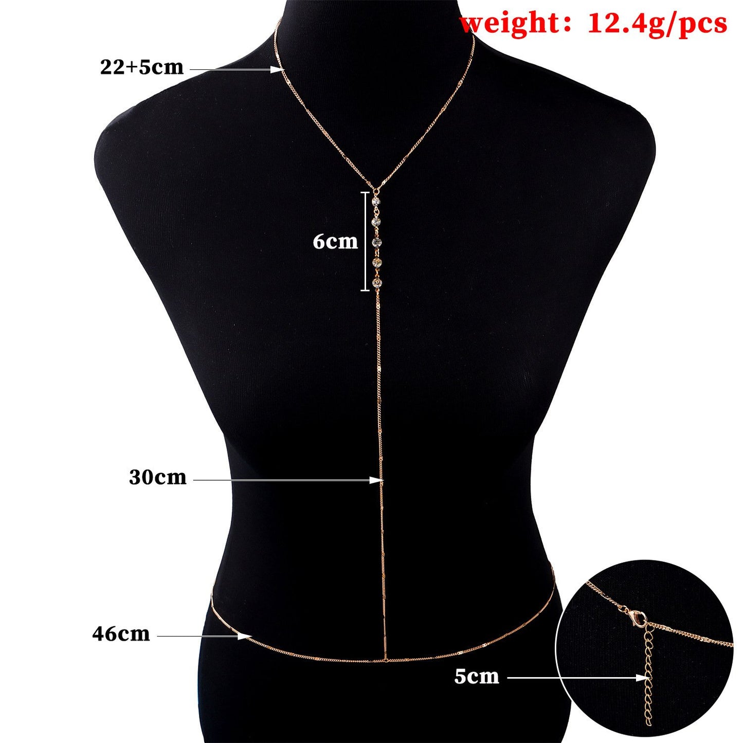 Jewelry Fashion Trend Women's Handmade Rhinestone Chain Body Chain Necklace