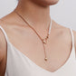 Retro imitation pearl stitching personality clavicle necklace simple geometric heart asymmetrical metal necklace ins
