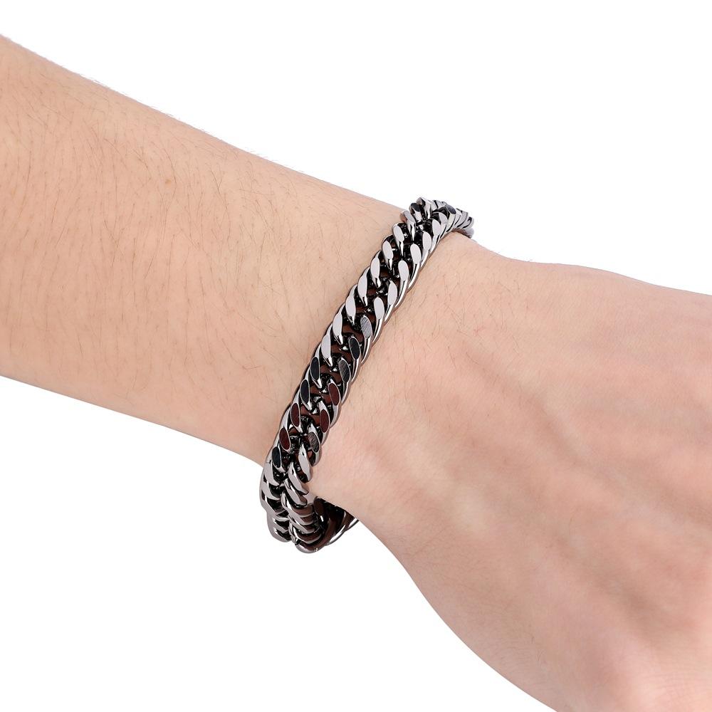 Grid 2. Double Buckle Grinding Chain Bracelet Men's Night Hip-Hop Metal Bracelet Jewelry