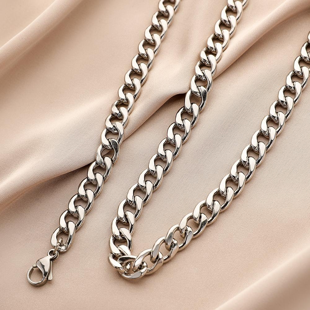 Simple fashion men's stainless steel gold double buckle single chain necklace ins titanium steel niche necklace for men