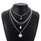 N168 punk snake-shaped stacked necklace disc LOVE water drop diamond personality retro multi-layer necklace