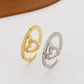 ins diamond love pendant ring female fashion light luxury niche design hollow geometric peach heart index finger ring