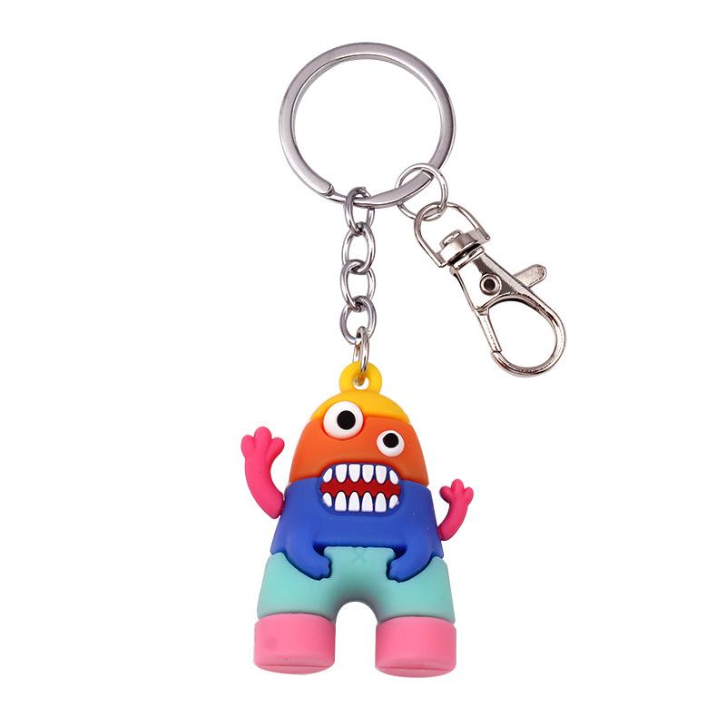 Cartoon color monster key chain creative couple car bag key personality soft pottery pendant
