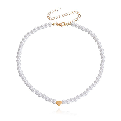 Jewelry colorful light luxury baroque pearl love necklace necklace female ins beaded necklace
