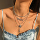 N9331 Retro Stacked Necklace Temperament Rose Alphabet Multilayer Necklace Personality Trend Alloy Necklace