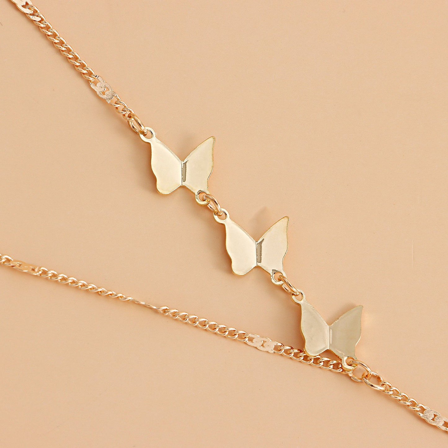 Ins fashion metal tassel butterfly necklace femininity personality golden butterfly clavicle chain