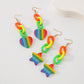 E1214 Jewelry Fashion Acrylic Long Earrings Candy Color Elegant Heart Star Earrings