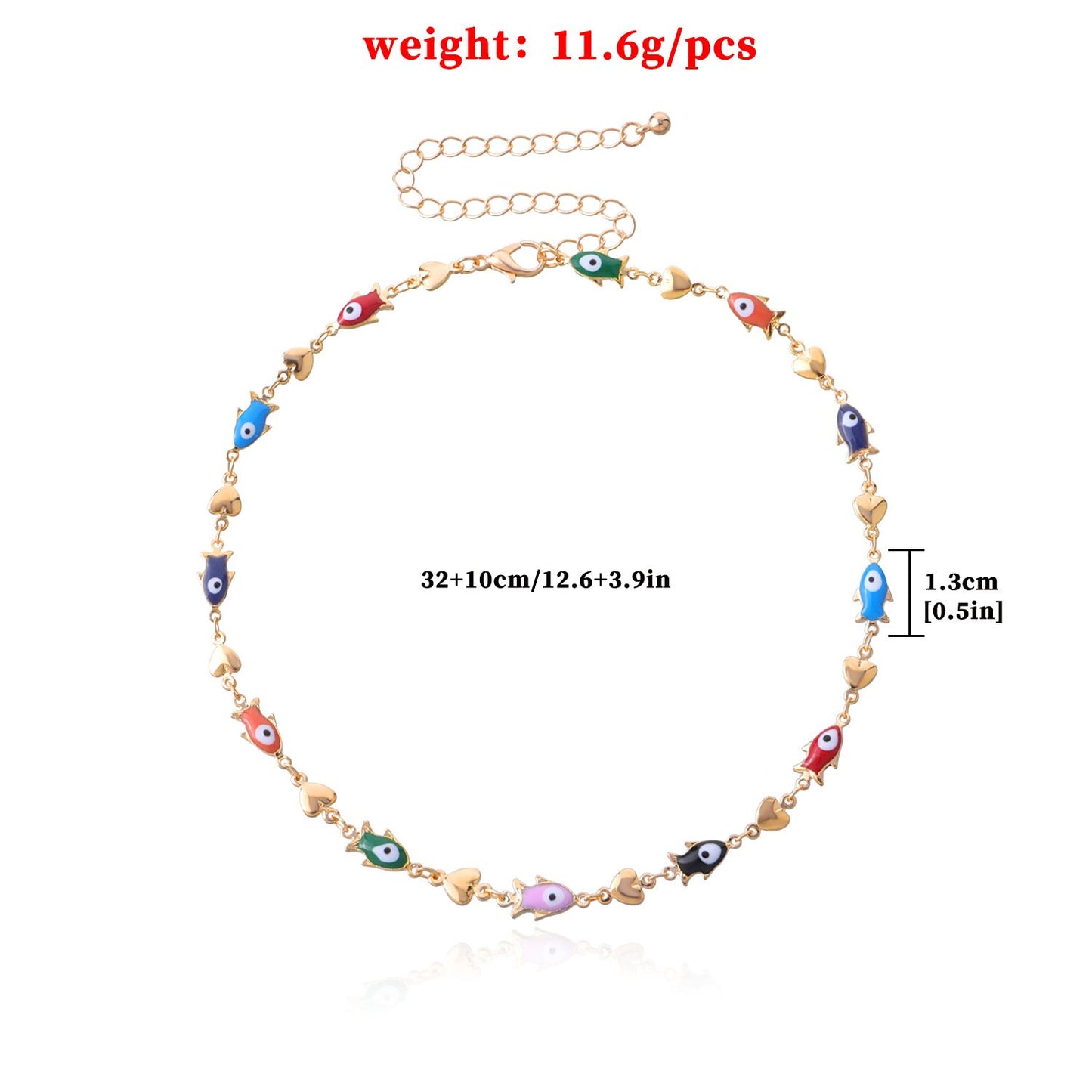 Jewelry Painted Drop Glaze Fishtail Peach Heart Necklace Women's Fashion Creative Small Fish Heart Necklace
