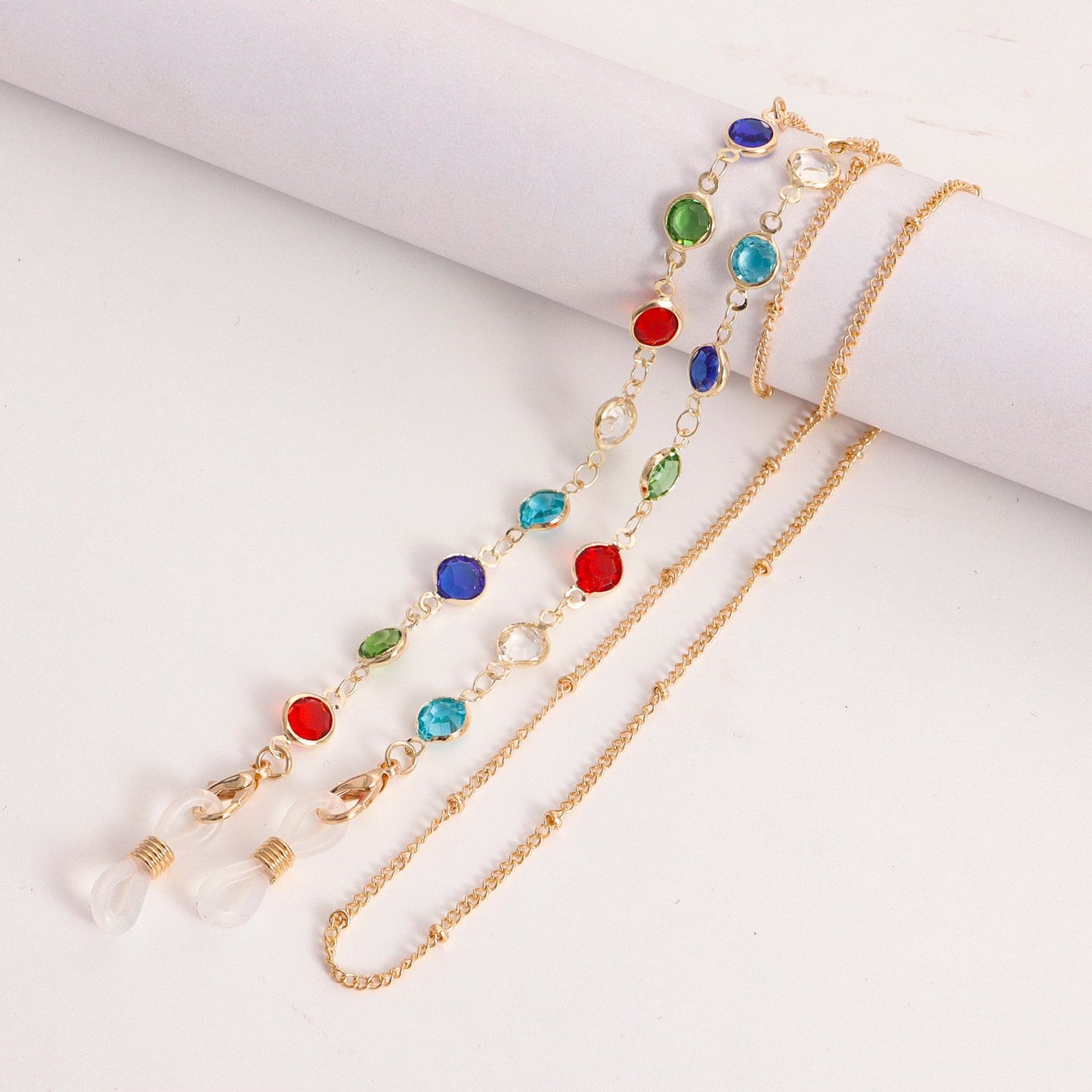Glasses mask accessories Painted dripping oil flower glasses chain mask ornaments crystal glasses lanyard mask rope