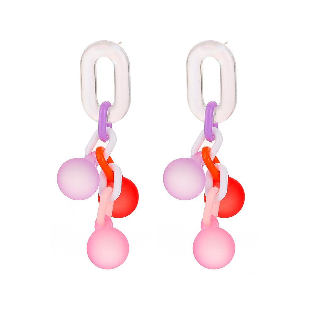 Fashion personality long colorful bubble gum acrylic earrings frosted ball niche earrings for women