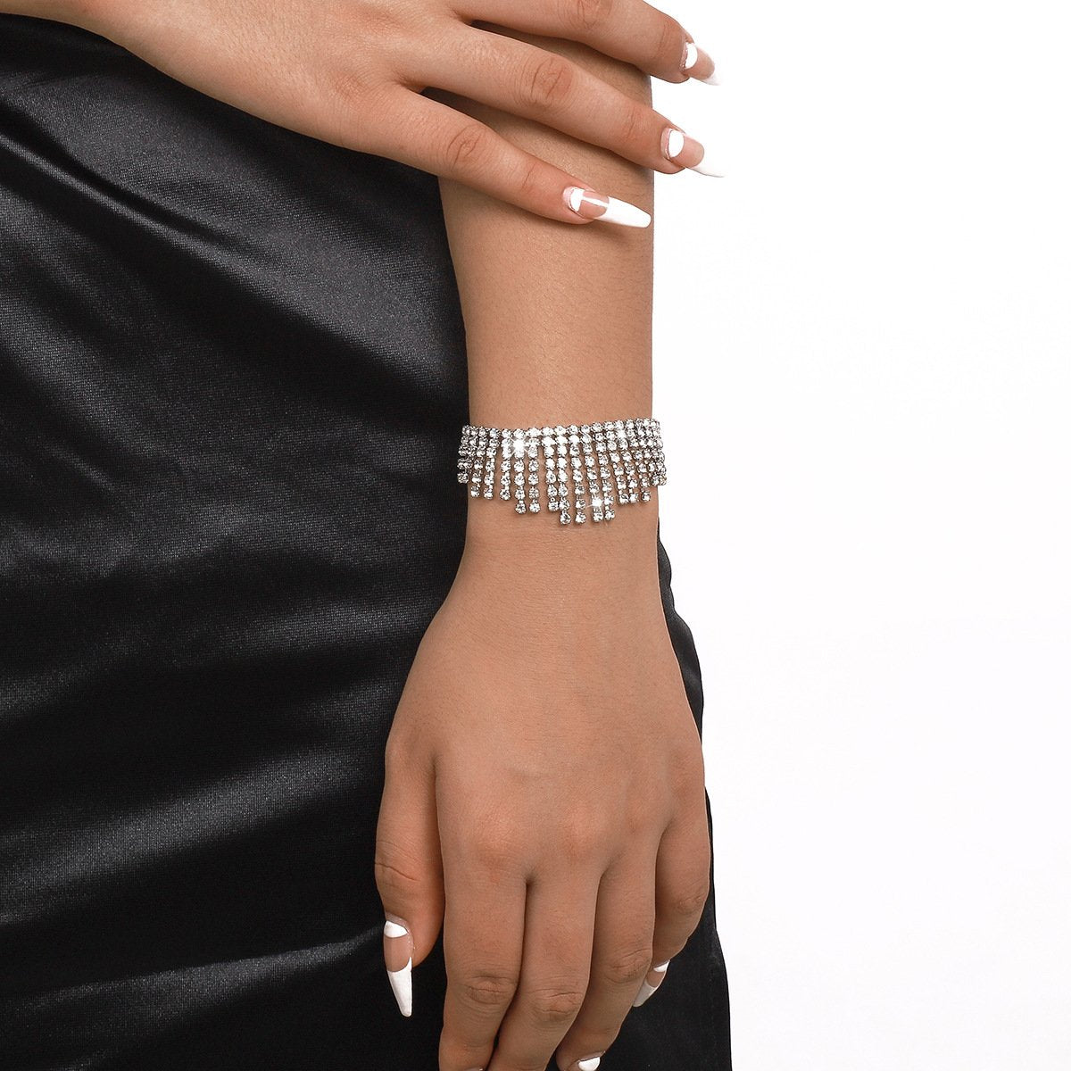 B1895 Net Red Blogger Temperament Rhinestone Tassel Bracelet Light Luxury Trendy Geometric Full Diamond Trend Hand Jewelry Female