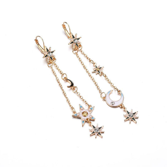 Fashion oil drop earrings women's long asymmetrical star moon earrings earrings