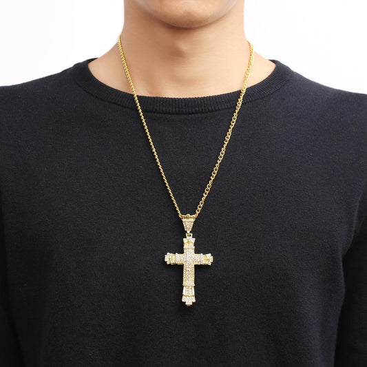 Hip Hop Cross Necklace Personality Trend Diamond Pendant Jewelry