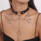 N1698 Harajuku Personality Collar Necklace Heart Circle Chain Tassel Geometric Leather Necklace Female