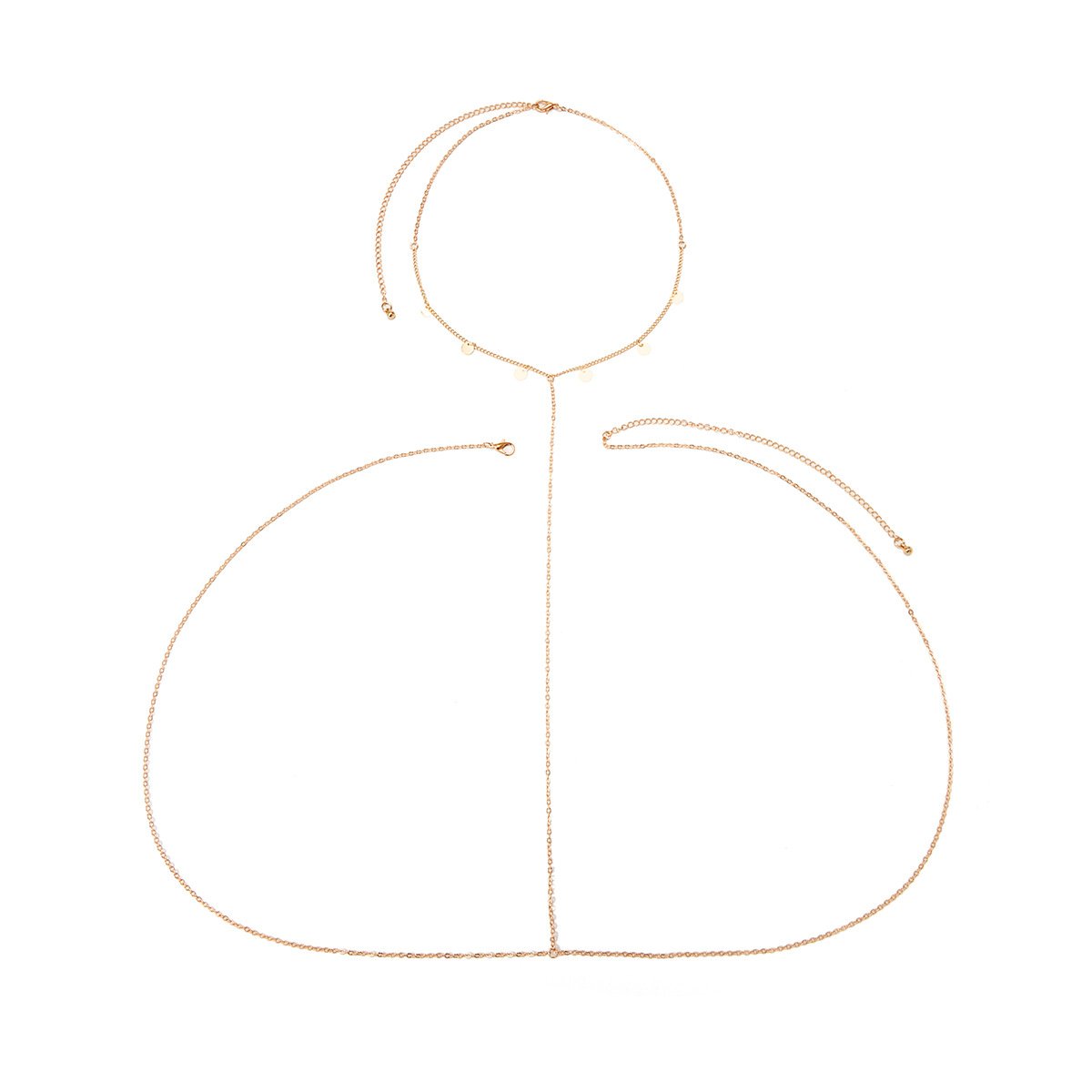 Jewelry Simple Sequin Tassel Cross Chest Chain Clothes Sexy Beach Geometric Thin Chain Body Chain