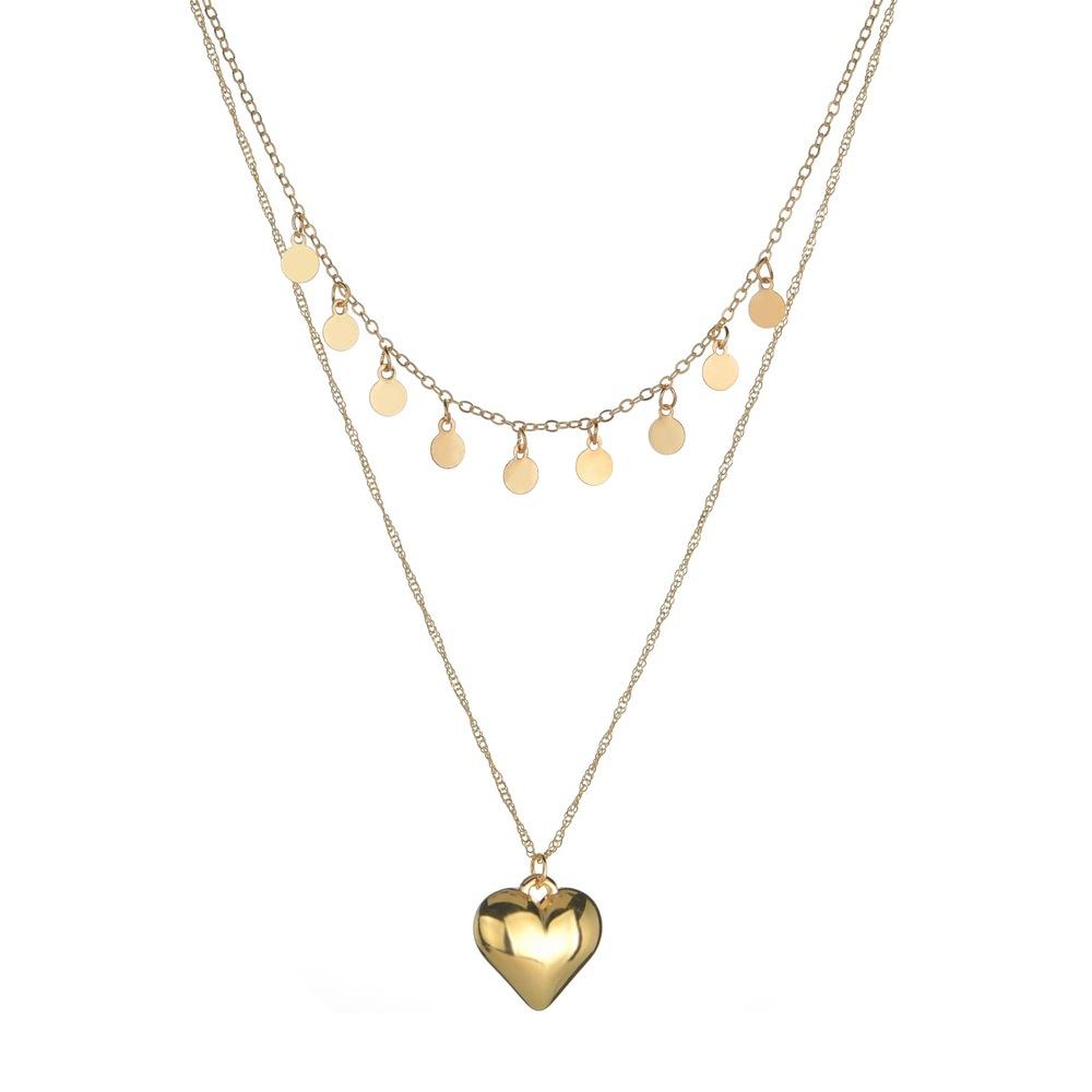 Fashion CCB Peach Heart Necklace Round Iron Clavicle Chain Necklace Ladies Jewelry