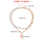 Jewelry Fashion Glossy Peach Heart Pendant Necklace Female Personality Double Thick Chain Pearl Love Necklace