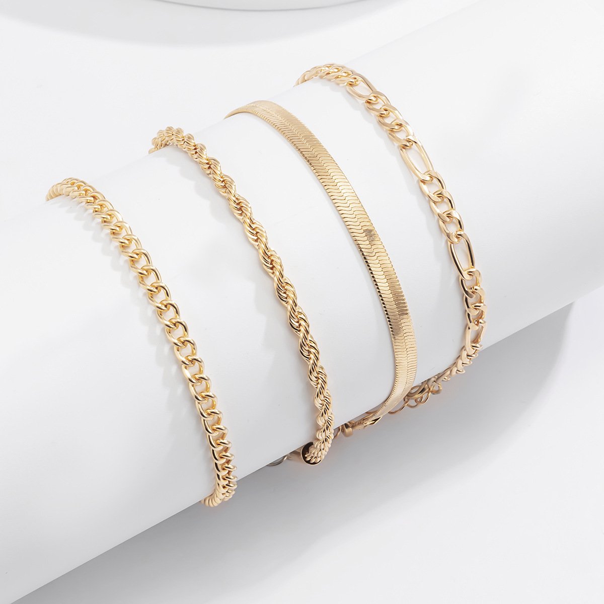 Jewelry Retro Simple Metal Chain Hand Decoration Fashion Multi-layer Snake Bone Twist Chain Set Bracelet