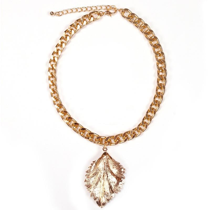 Jewelry Personality Fashion Exaggerated Big Leaf Pendant Necklace Female Simple Single Layer Geometric Necklace