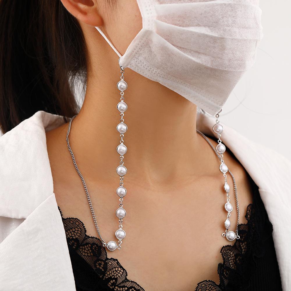 Mask anti-lost hanging chain fashion round pearl handmade chain multi-purpose sweater chain mask glasses chain