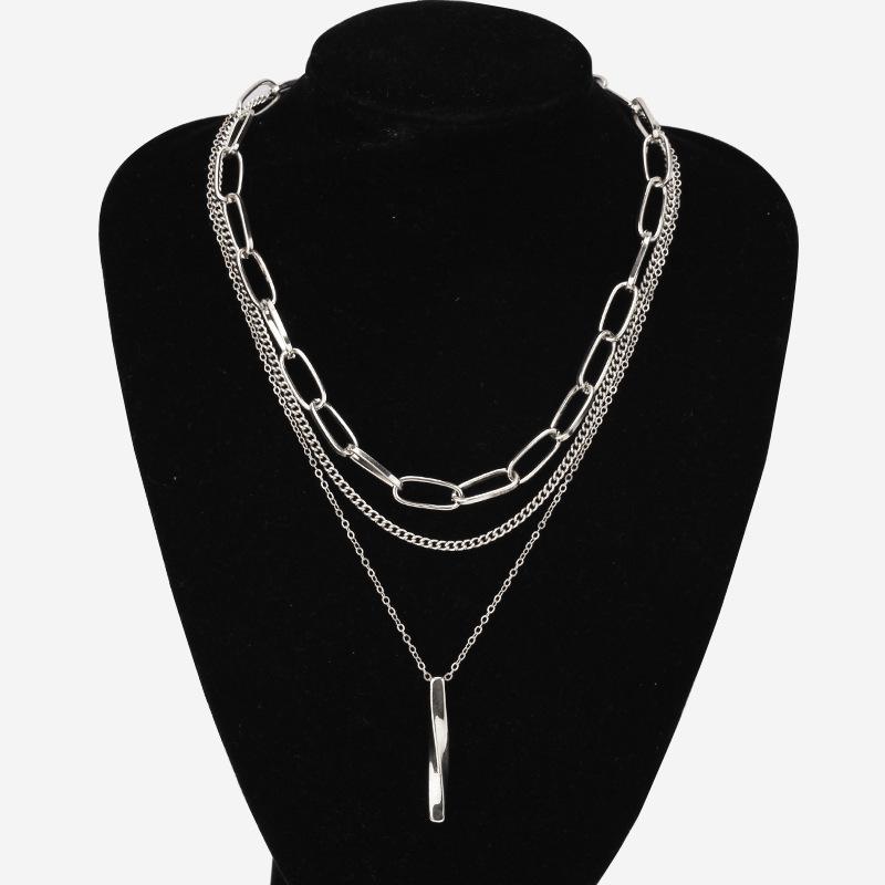 Jewelry Fashion Versatile Rotating Pendant Necklace Punk Geometric Set Simple Hip Hop Necklace