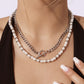 Jewelry Creative Round Beads Mixed Color Necklace Double Layer Metal Sweet Cool OT Buckle Imitation Pearl Necklace